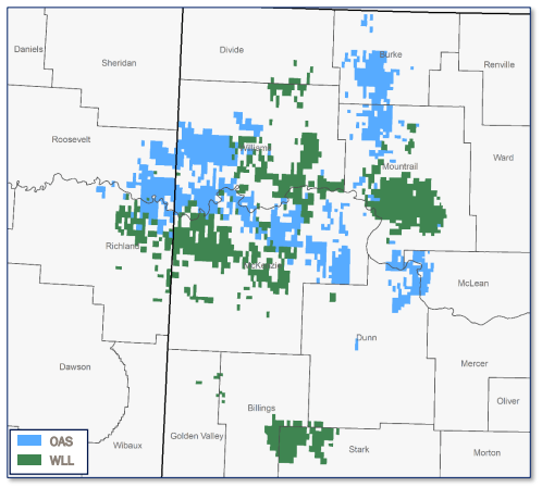 Oasis/Whiting Bakken Positions Before Merger